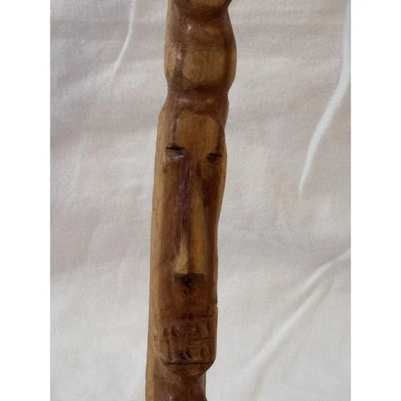 Vintage Hand Carved Totem/Sticks With Faces‎